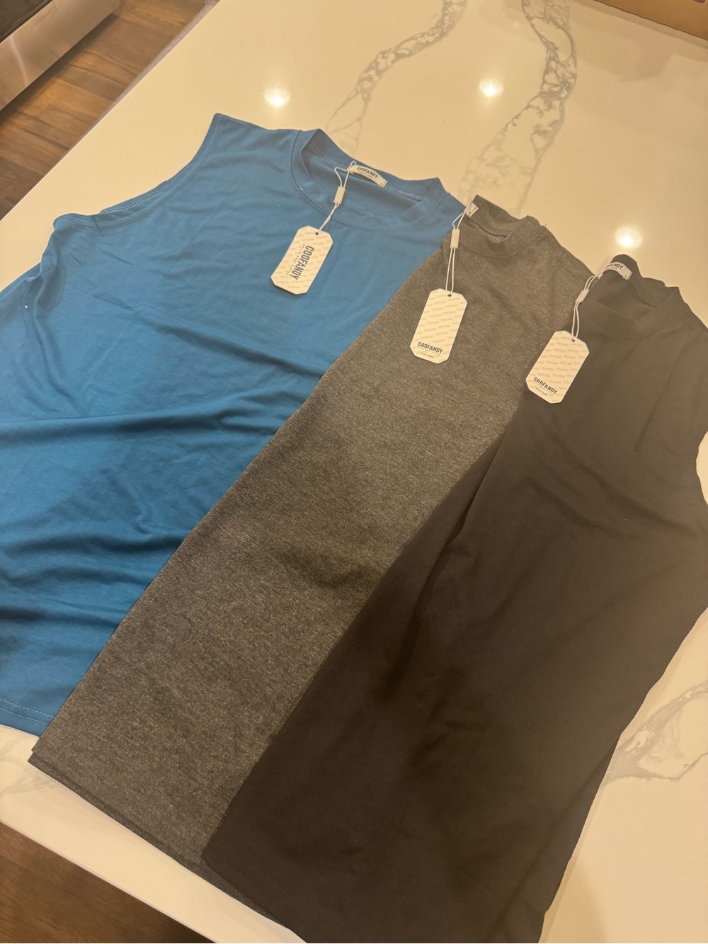 Amazon Men’s Tank Top 3-Pack in Blue, Gray, Black